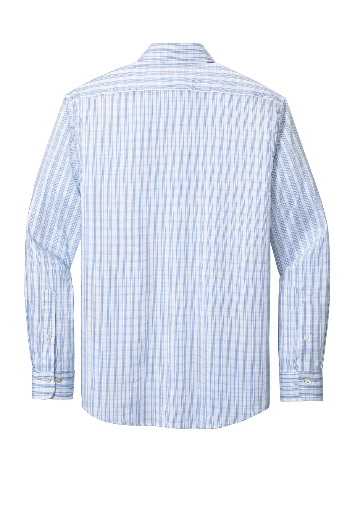 Brooks Brothers® Tech Stretch Patterned Shirt BB18006 White/ Newport Blue Grid Check_4