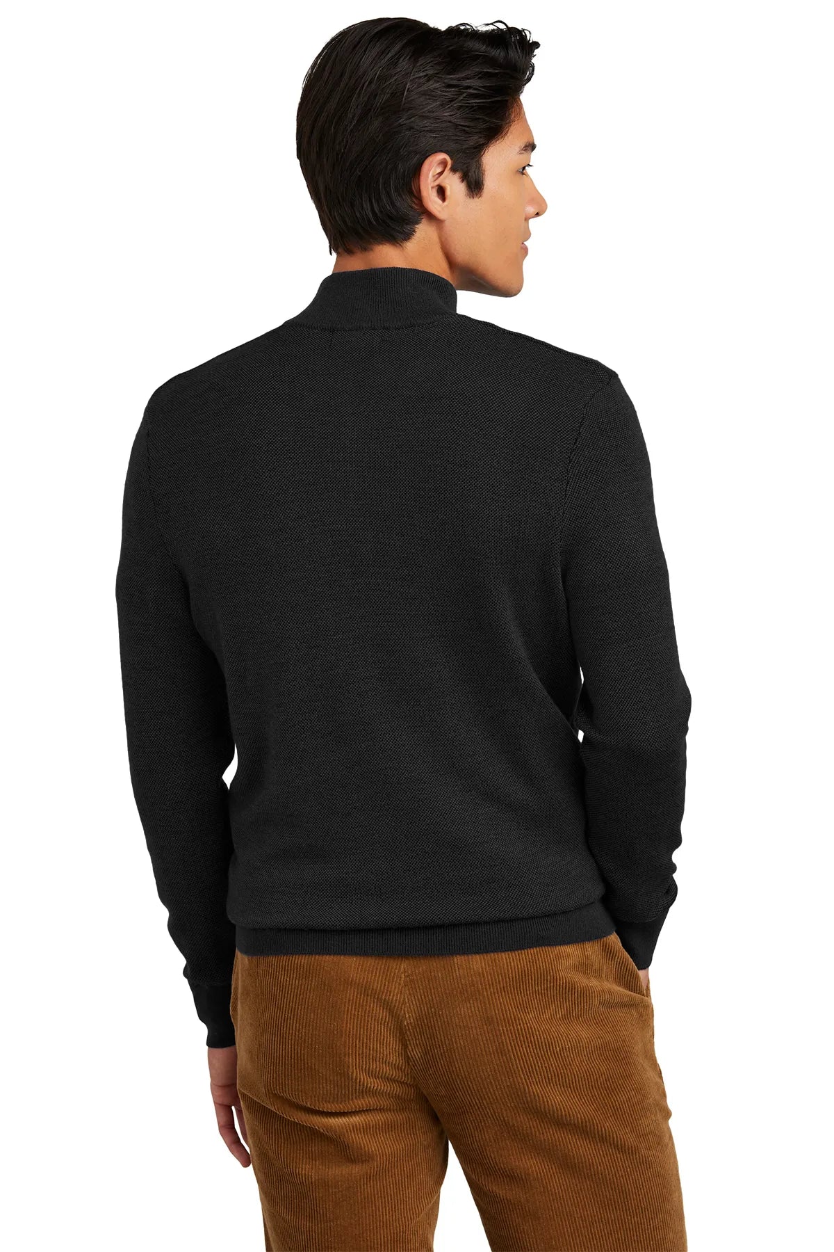 Brooks Brothers® Washable Merino Birdseye 1/4-Zip Sweater BB18412 Deep Black_1