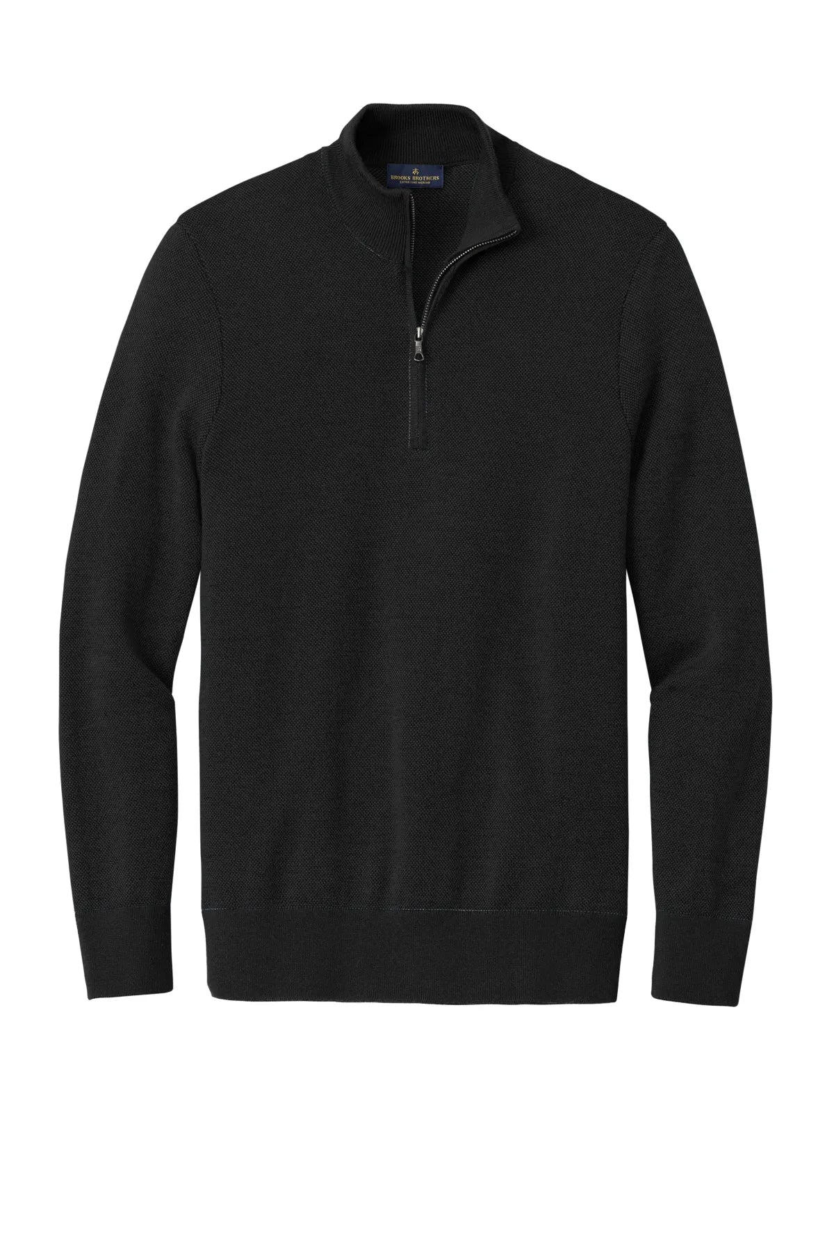 Brooks Brothers® Washable Merino Birdseye 1/4-Zip Sweater BB18412 Deep Black_3