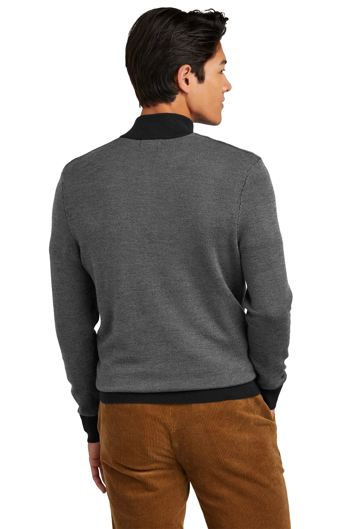 Brooks Brothers® Washable Merino Birdseye 1/4-Zip Sweater BB18412 Deep Black/ Shadow Grey_1