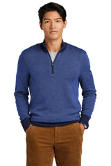 Brooks Brothers® Washable Merino Birdseye 1/4-Zip Sweater BB18412 Navy/ Compass Blue