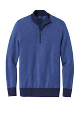 Brooks Brothers® Washable Merino Birdseye 1/4-Zip Sweater BB18412 Navy/ Compass Blue_3