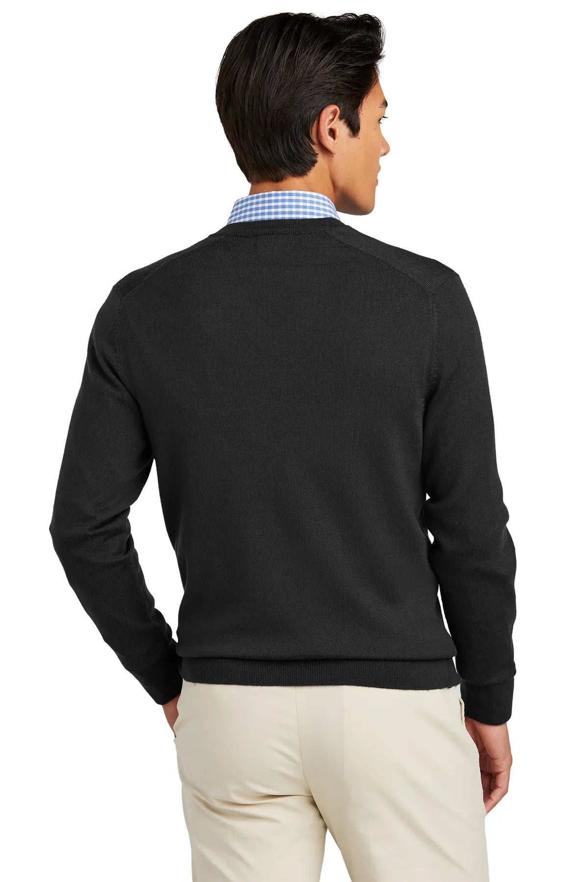 Brooks Brothers® Washable Merino V-Neck Sweater BB18410 Deep Black_1