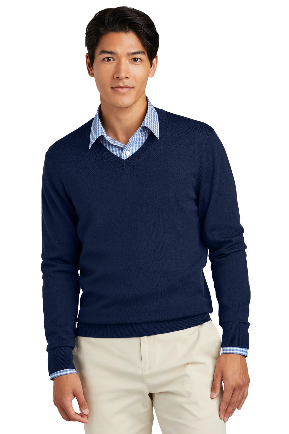 Brooks Brothers® Washable Merino V-Neck Sweater BB18410 Navy Blazer