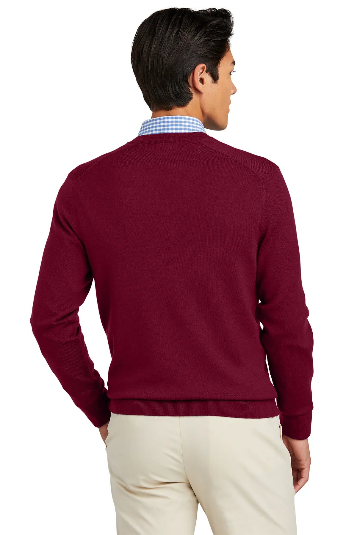 Brooks Brothers® Washable Merino V-Neck Sweater BB18410 Vintage Port_1