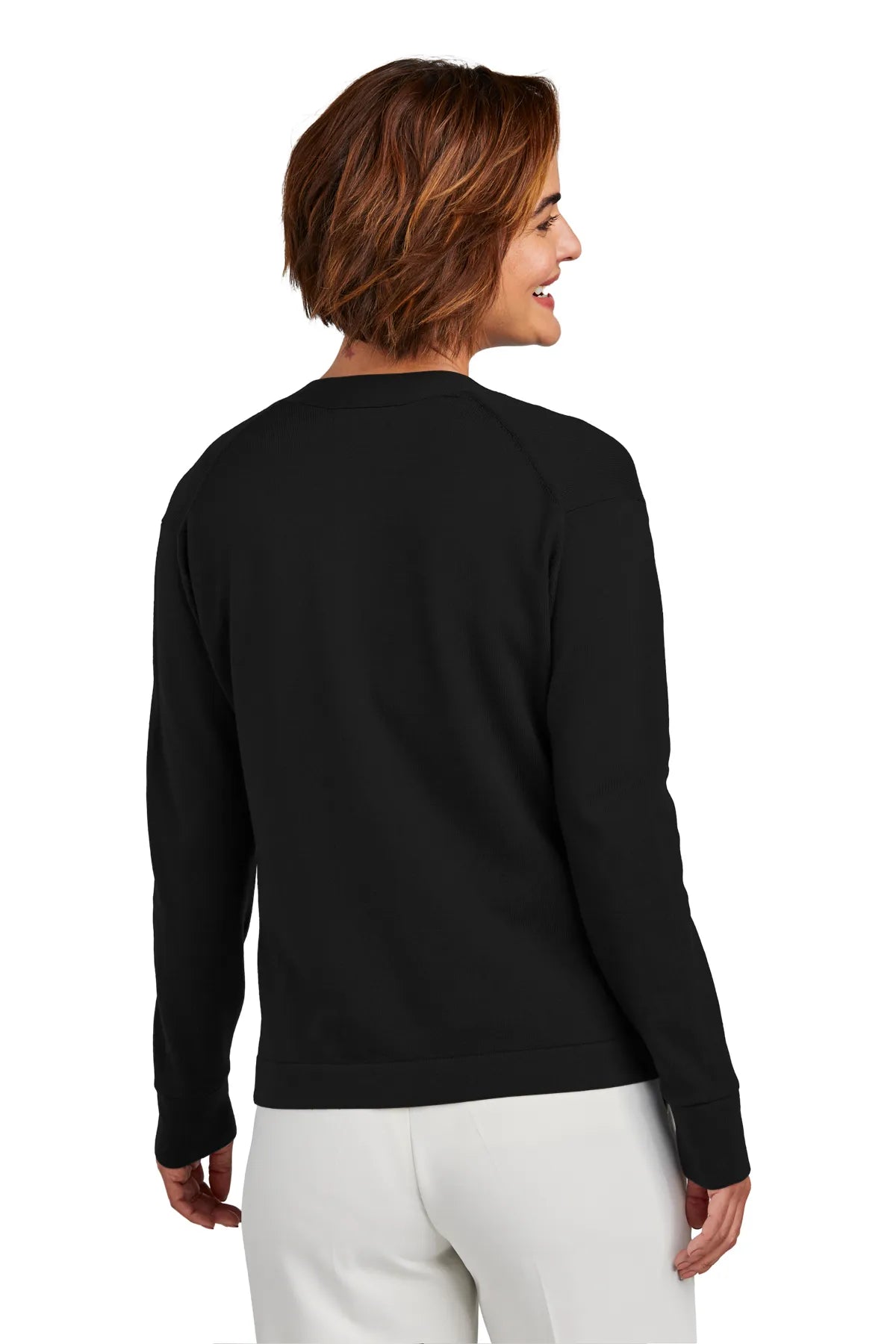 Brooks Brothers® Women's Cotton Stretch Cardigan Sweater BB18405 Deep Black_1