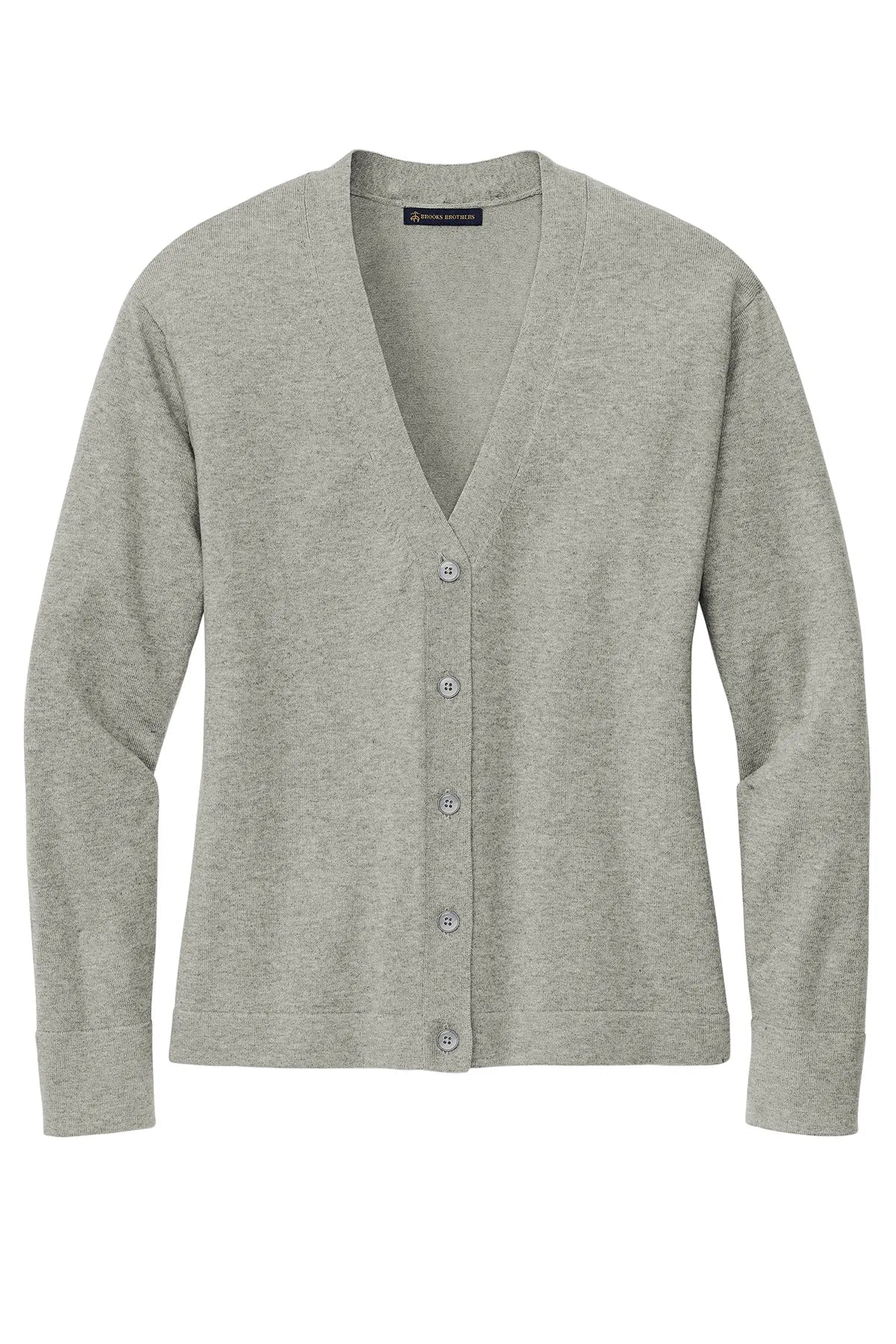 Brooks Brothers® Women's Cotton Stretch Cardigan Sweater BB18405 Light Shadow Grey Heather_3