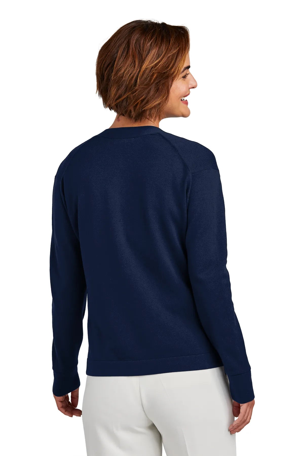 Brooks Brothers® Women's Cotton Stretch Cardigan Sweater BB18405 Navy Blazer_1
