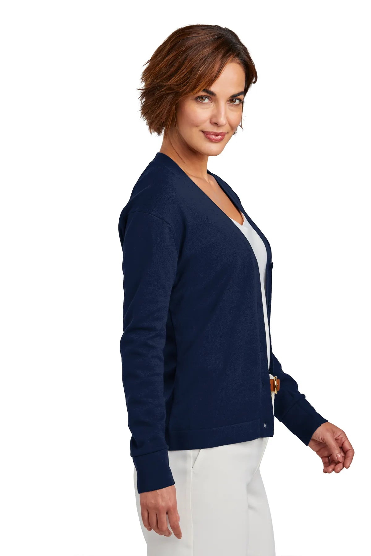 Brooks Brothers® Women's Cotton Stretch Cardigan Sweater BB18405 Navy Blazer_2