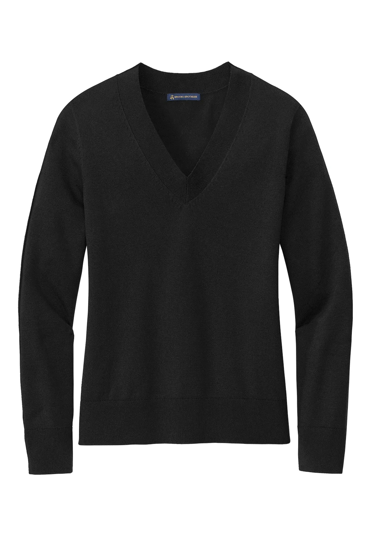 Brooks Brothers® Women's Cotton Stretch V-Neck Sweater BB18401 Deep Black_3