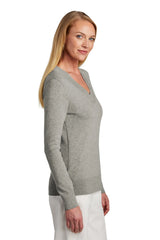 Brooks Brothers® Women's Cotton Stretch V-Neck Sweater BB18401 Light Shadow Grey Heather_2
