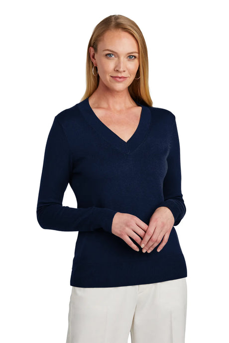 Brooks Brothers® Women's Cotton Stretch V-Neck Sweater BB18401 Navy Blazer