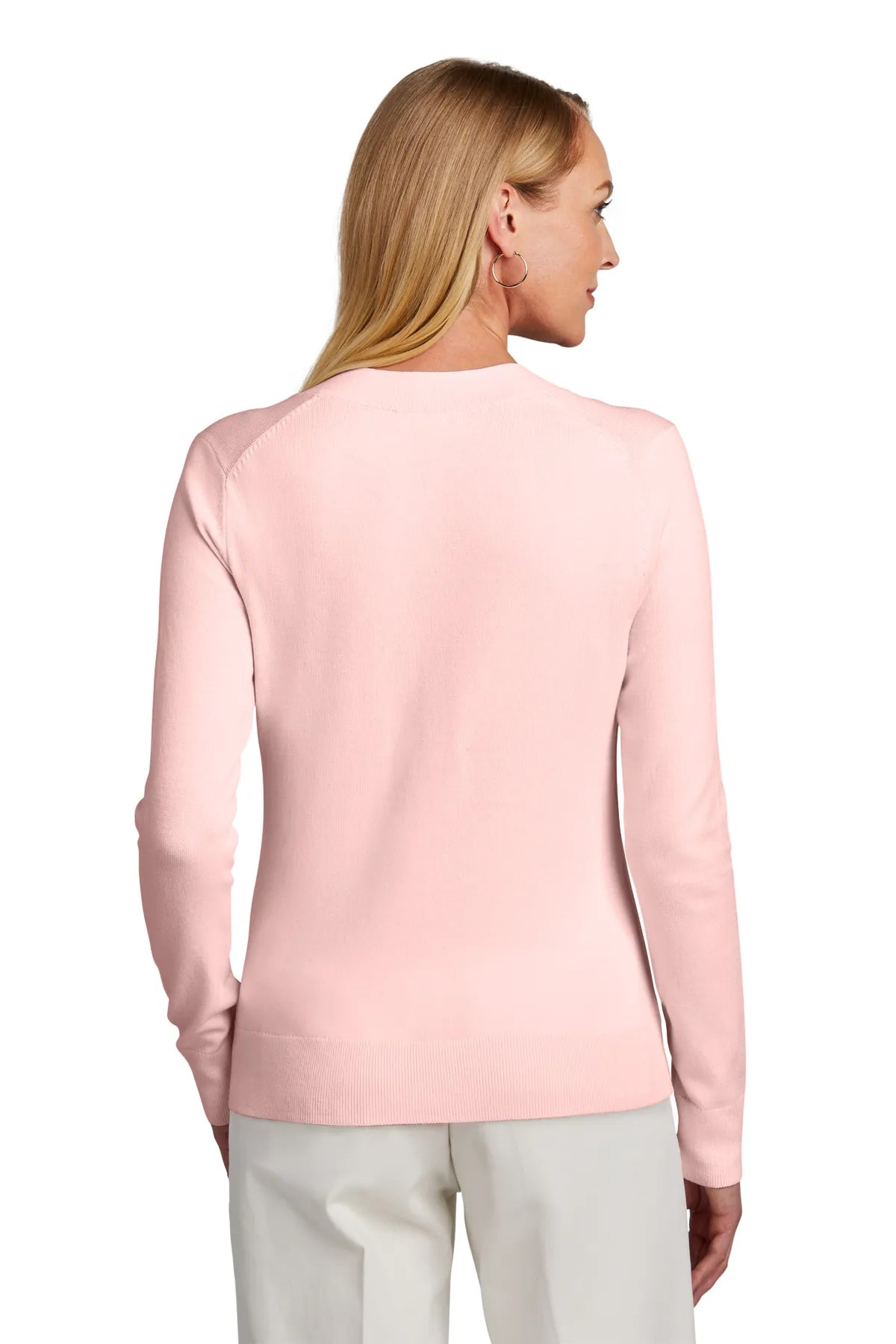 Brooks Brothers® Women's Cotton Stretch V-Neck Sweater BB18401 Pearl Pink_1
