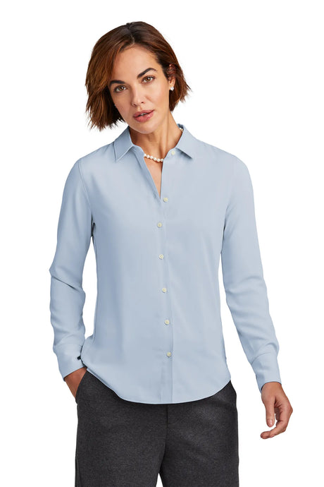 Brooks Brothers® Women's Full-Button Satin Blouse BB18007 heritage blue