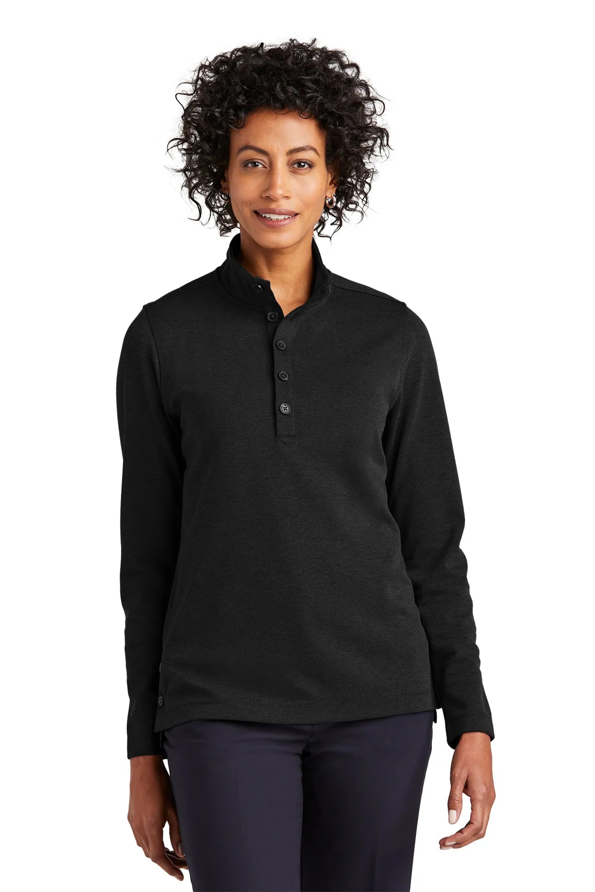 Brooks Brothers® Women's Mid-Layer Stretch 1/2-Button BB18203 black heather