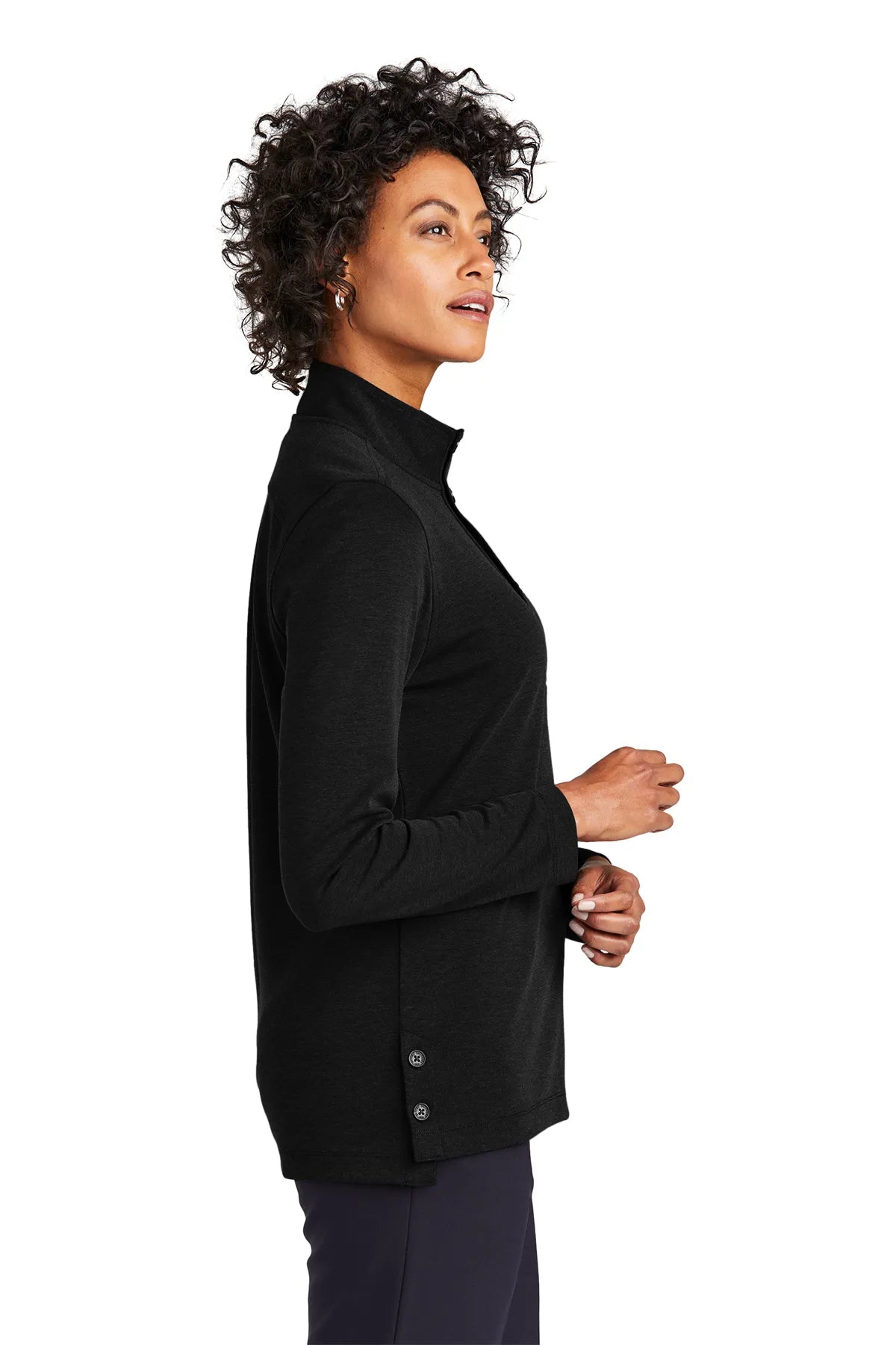Brooks Brothers® Women's Mid-Layer Stretch 1/2-Button BB18203 black heather_2