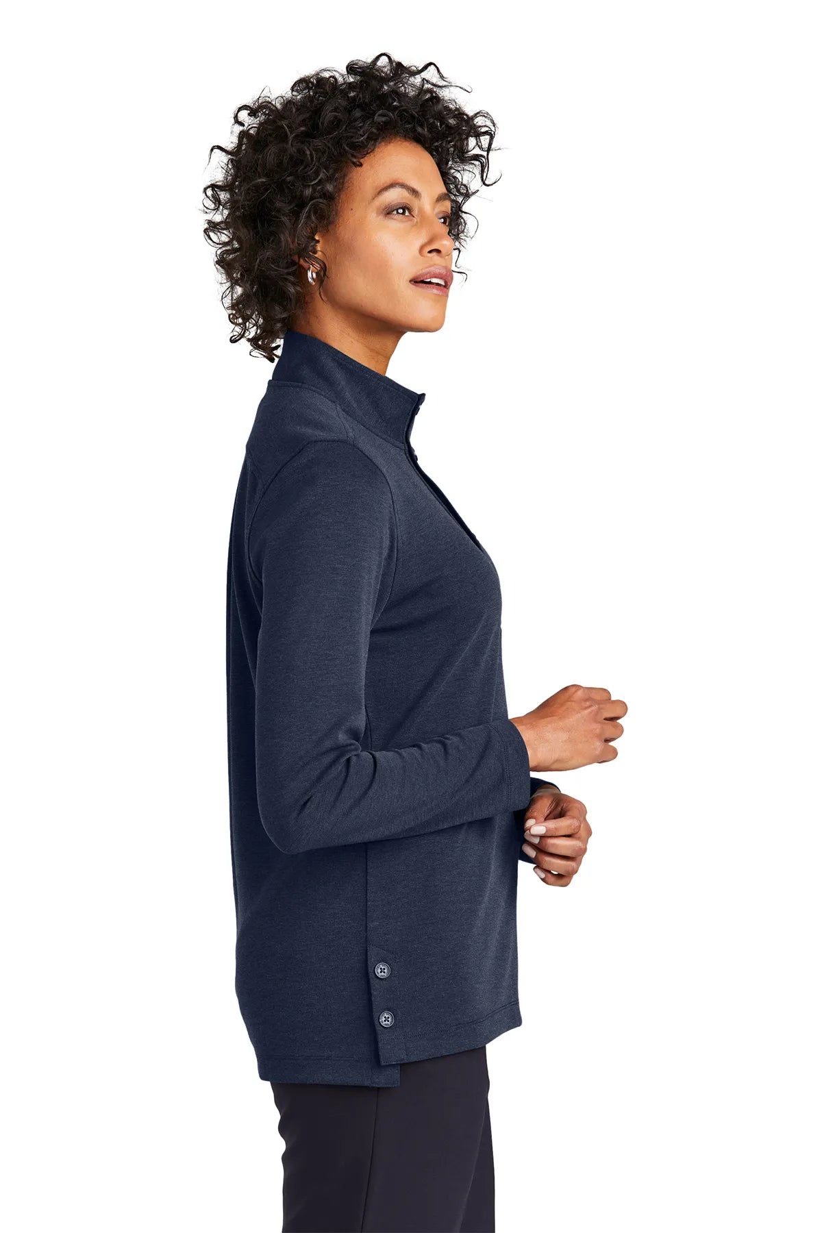 Brooks Brothers® Women's Mid-Layer Stretch 1/2-Button BB18203 navy blazer heather_2