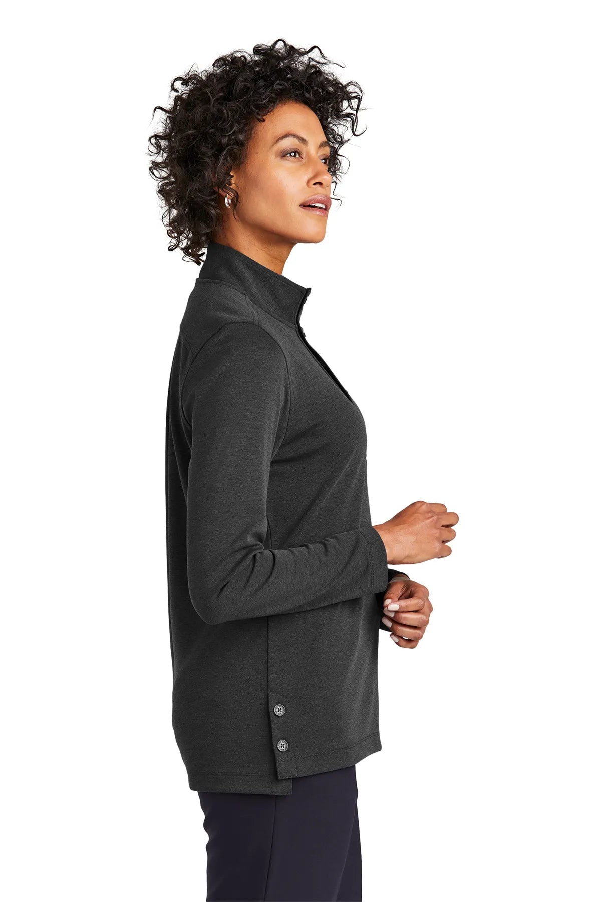 Brooks Brothers® Women's Mid-Layer Stretch 1/2-Button BB18203 windsor grey heather_2