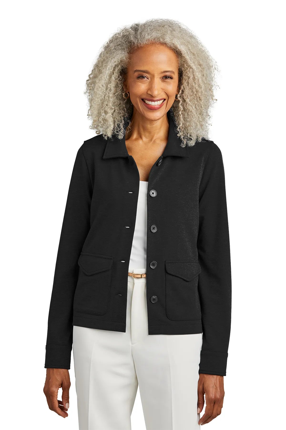 Brooks Brothers® Women's Mid-Layer Stretch Button Jacket BB18205 Black Heather
