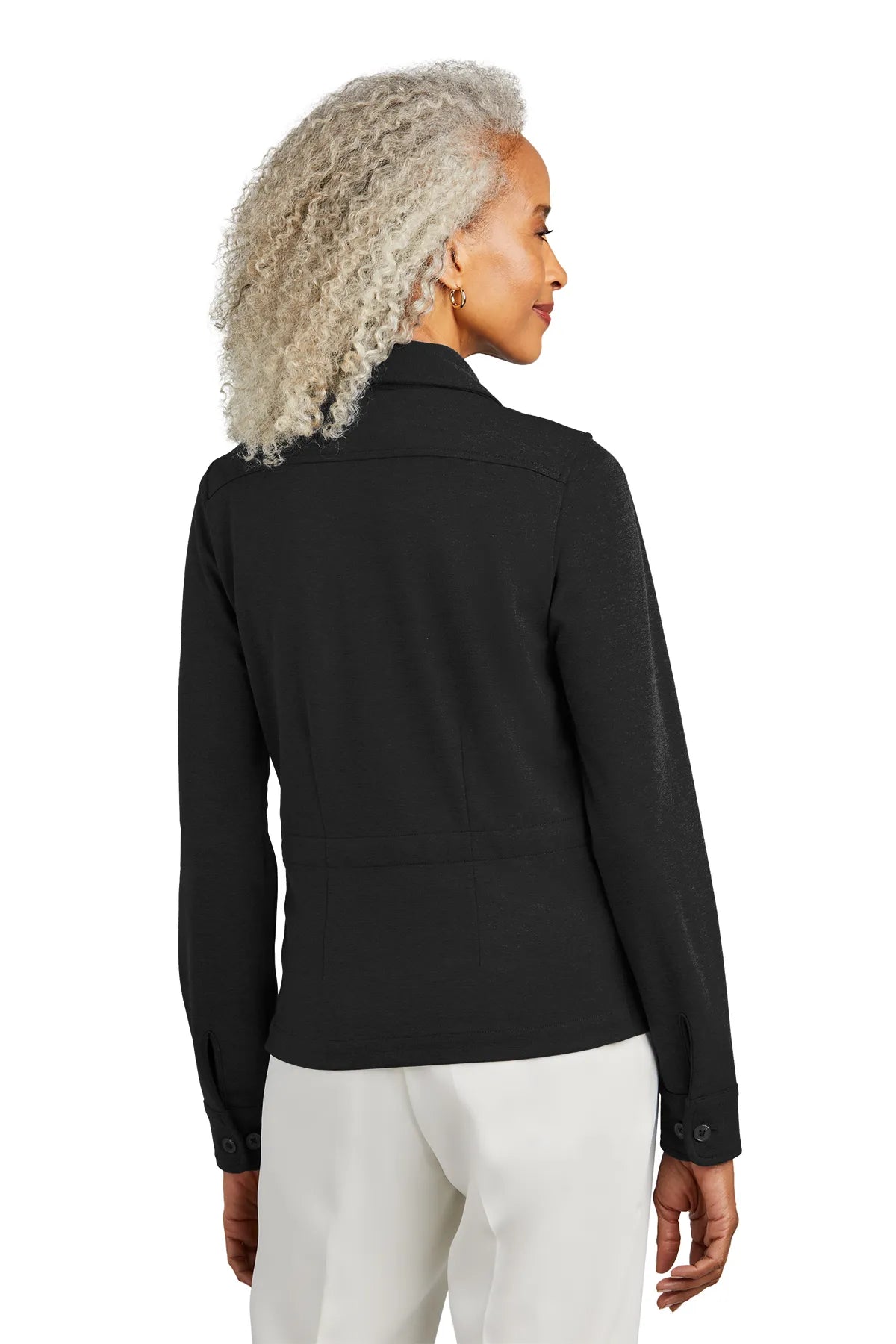 Brooks Brothers® Women's Mid-Layer Stretch Button Jacket BB18205 Black Heather_1