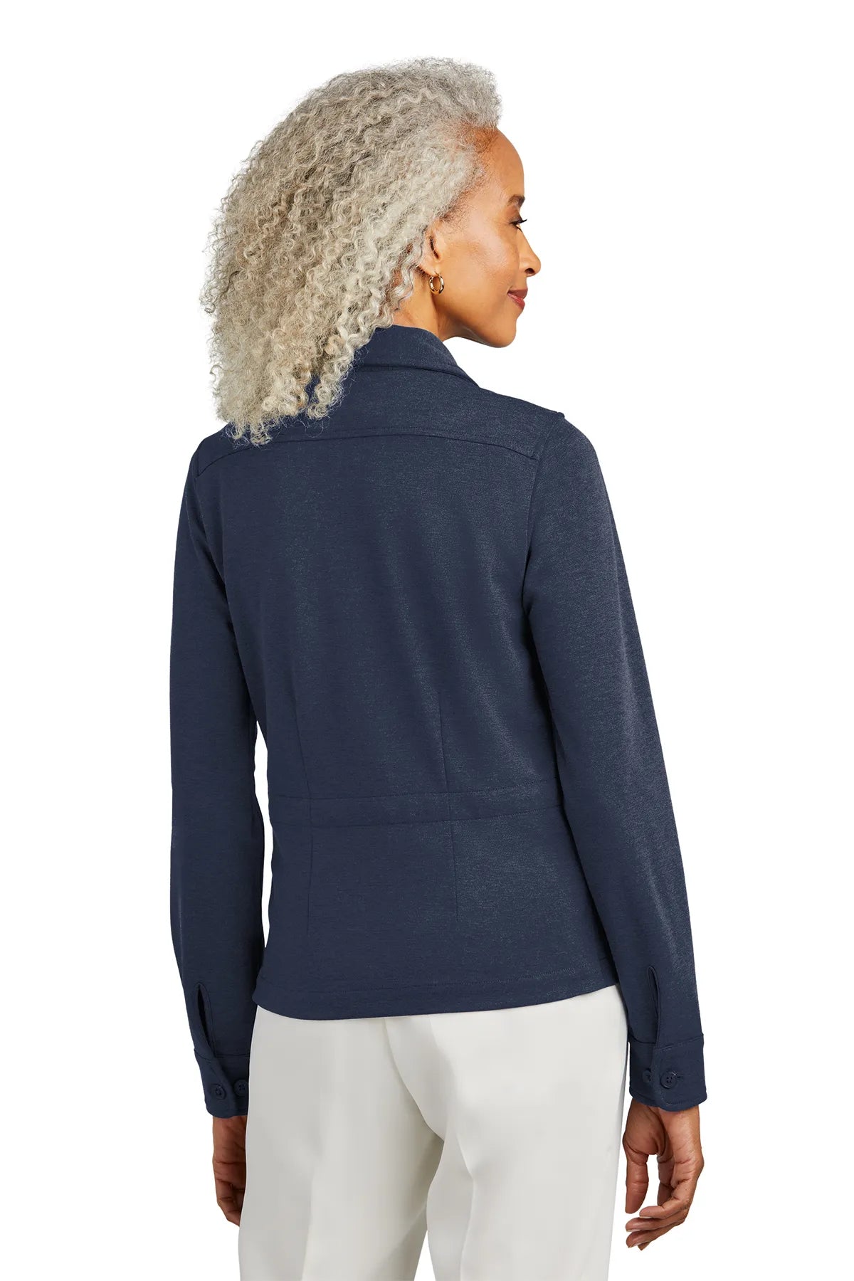 Brooks Brothers® Women's Mid-Layer Stretch Button Jacket BB18205 Navy Blazer Heather_1