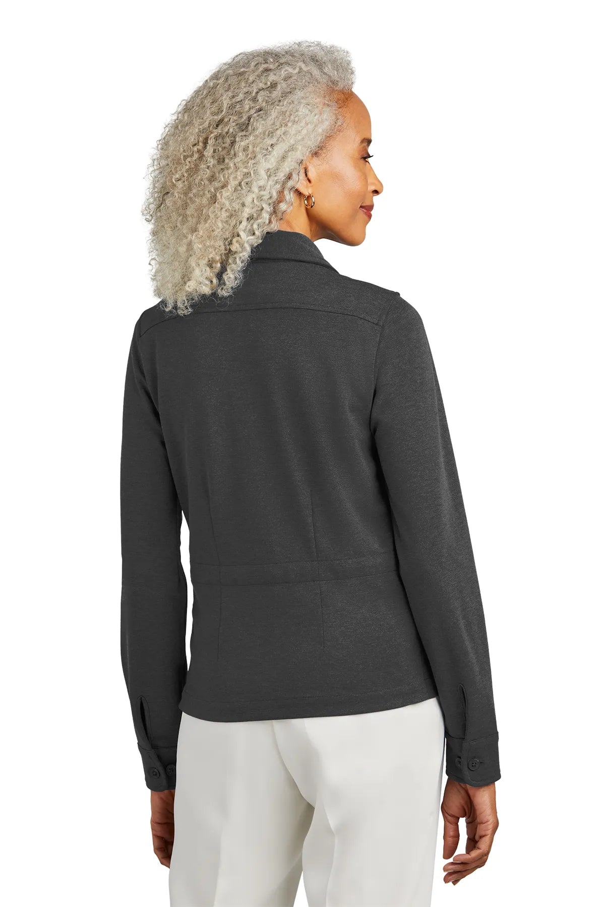 Brooks Brothers® Women's Mid-Layer Stretch Button Jacket BB18205 Windsor Grey Heather_1