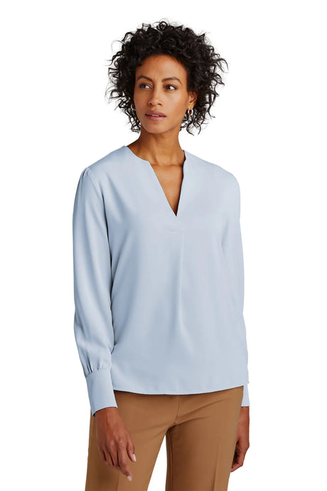 Brooks Brothers® Women's Open-Neck Satin Blouse BB18009 Heritage Blue