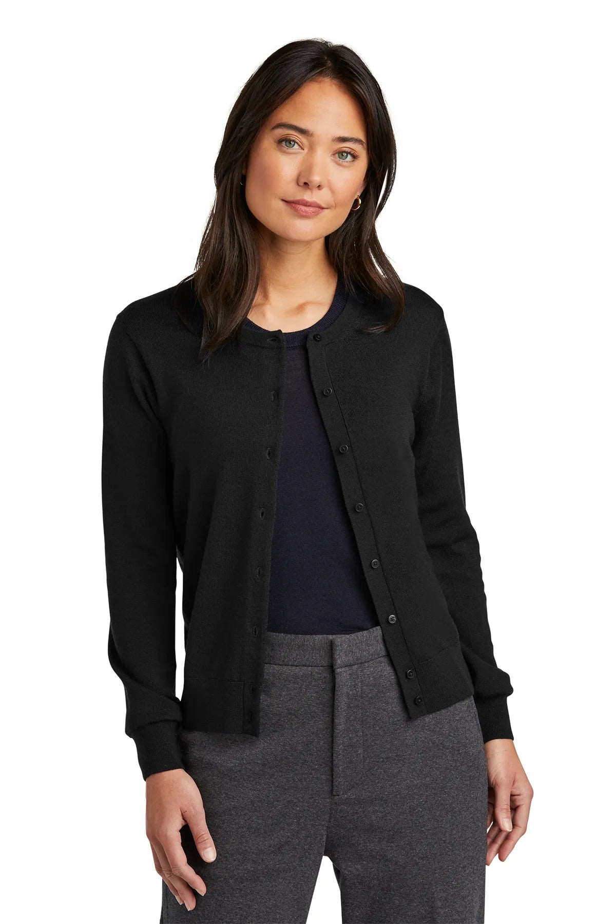 Brooks Brothers® Women's Washable Merino Cardigan Sweater BB18413 Deep Black
