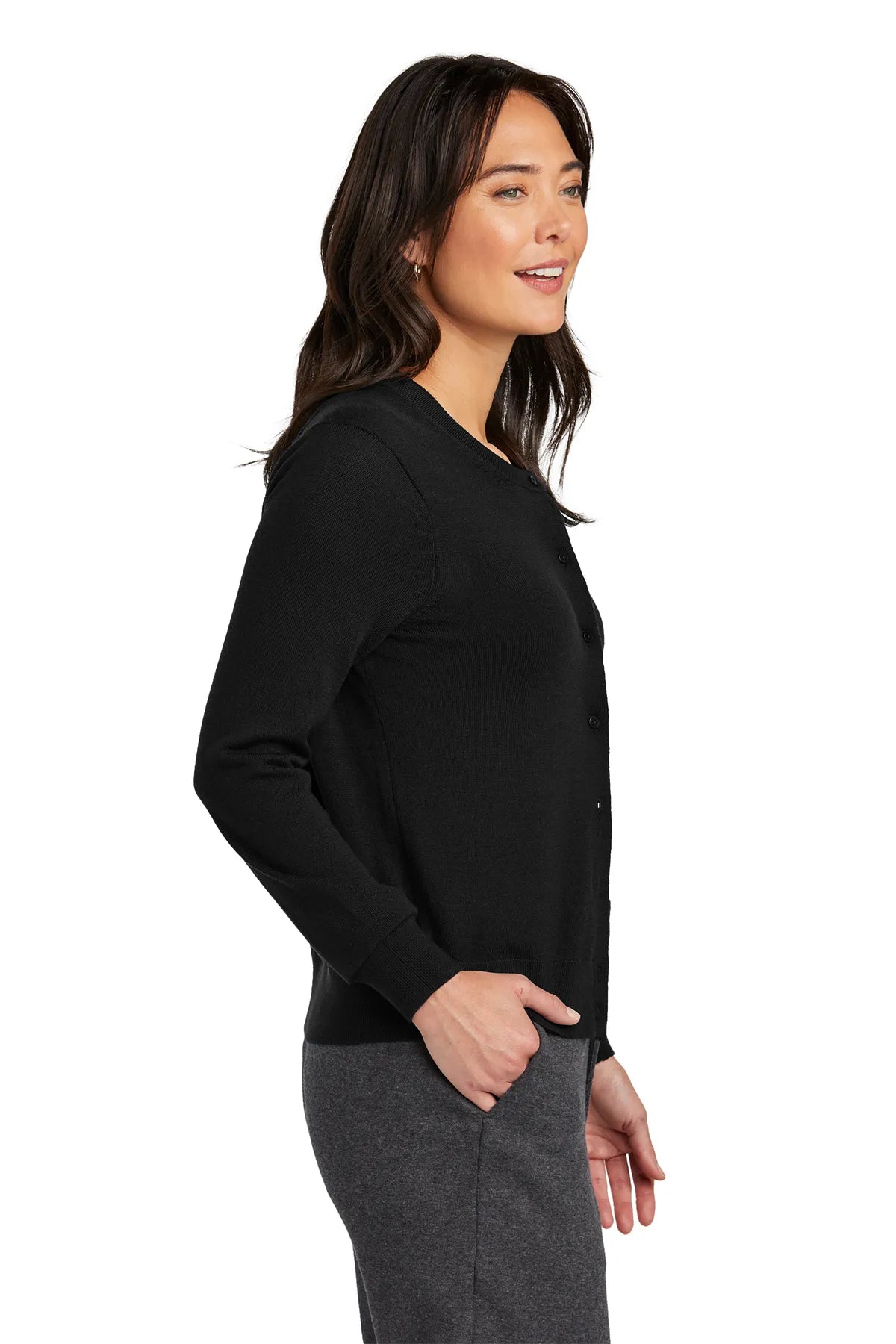 Brooks Brothers® Women's Washable Merino Cardigan Sweater BB18413 Deep Black_2