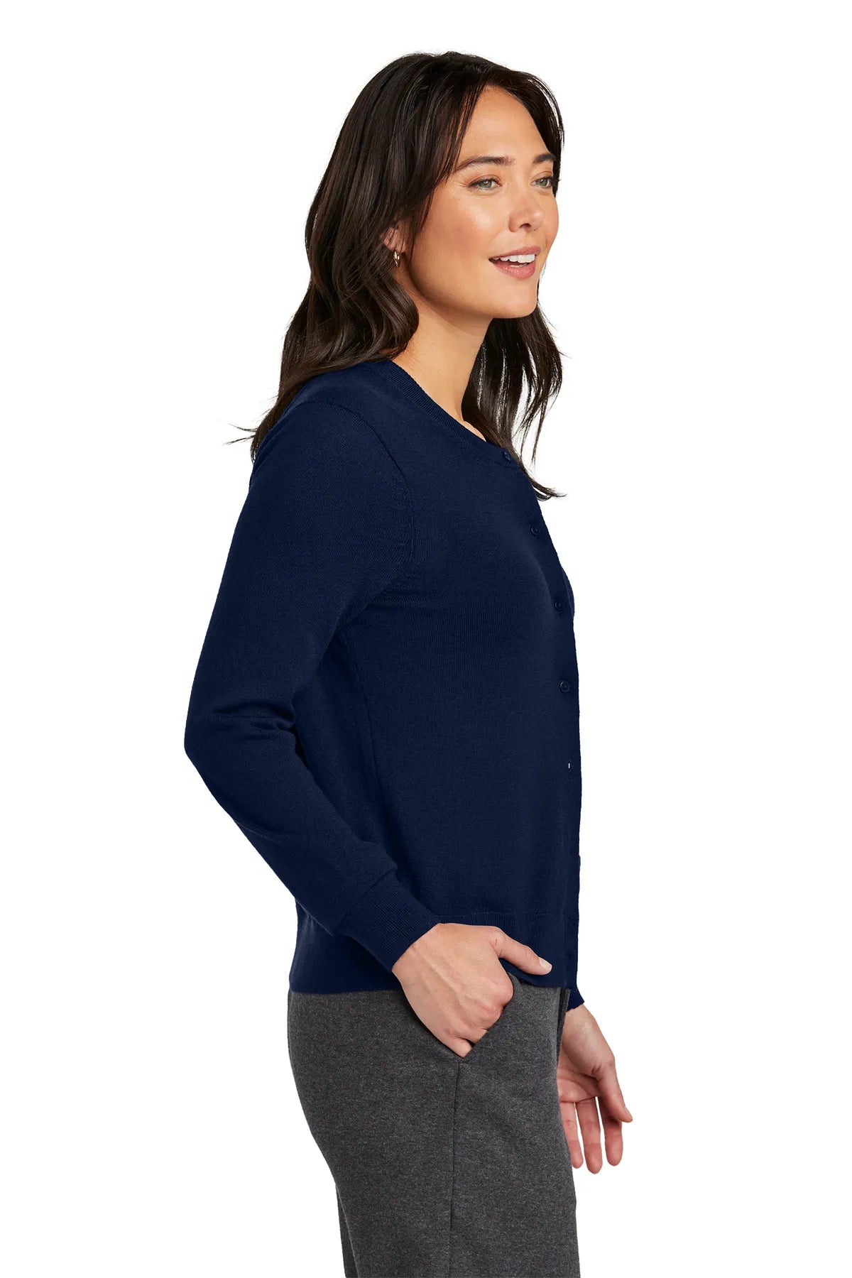Brooks Brothers® Women's Washable Merino Cardigan Sweater BB18413 Navy Blazer_2