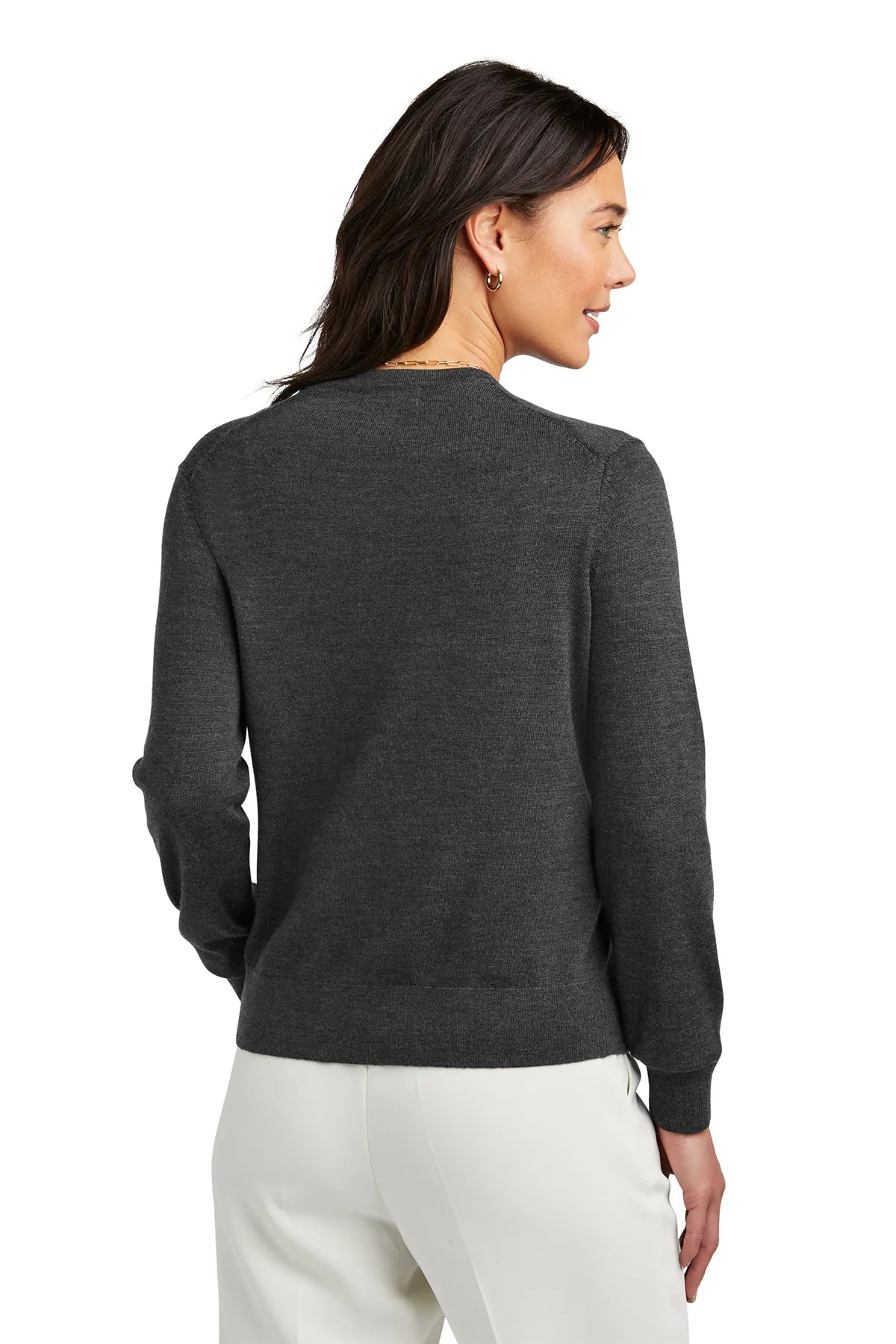 Brooks Brothers® Women's Washable Merino Cardigan Sweater BB18413 Windsor Grey Heather_1