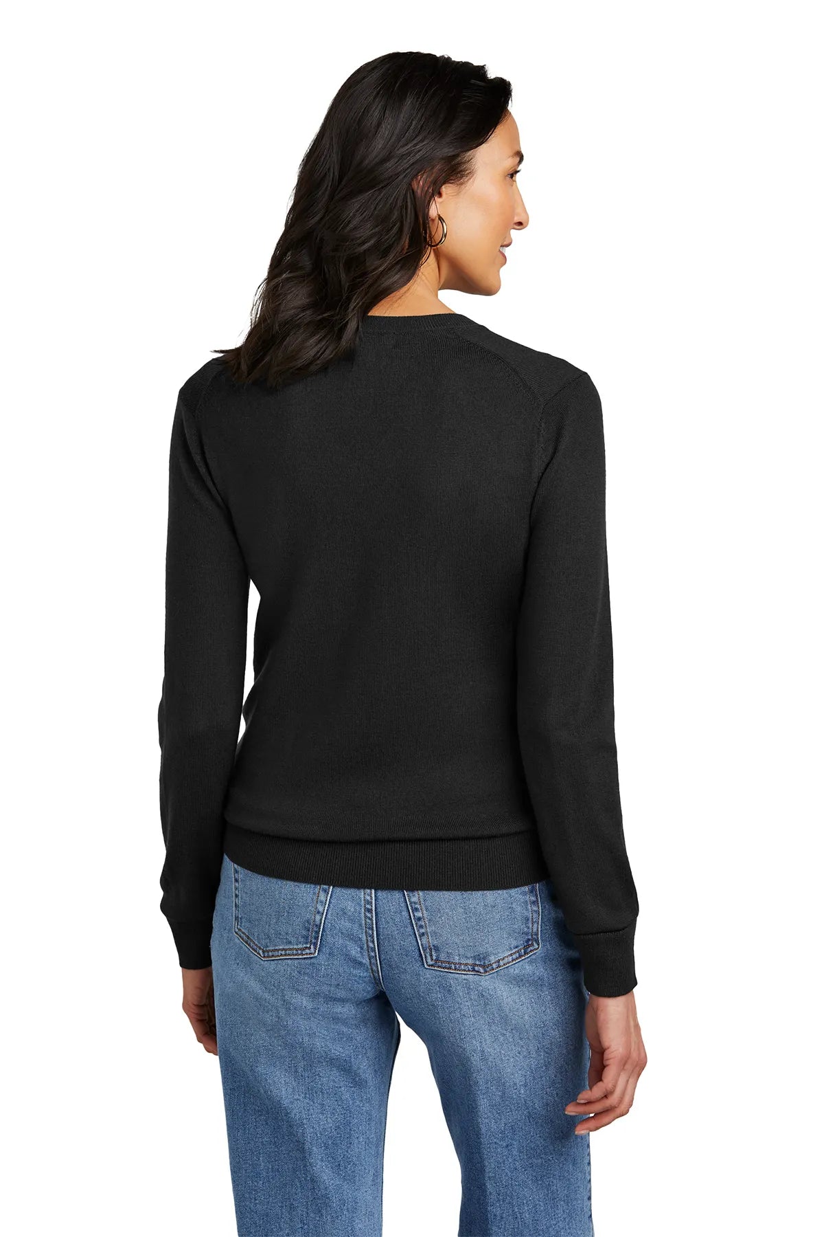 Brooks Brothers® Women's Washable Merino V-Neck Sweater BB18411 Deep Black_1