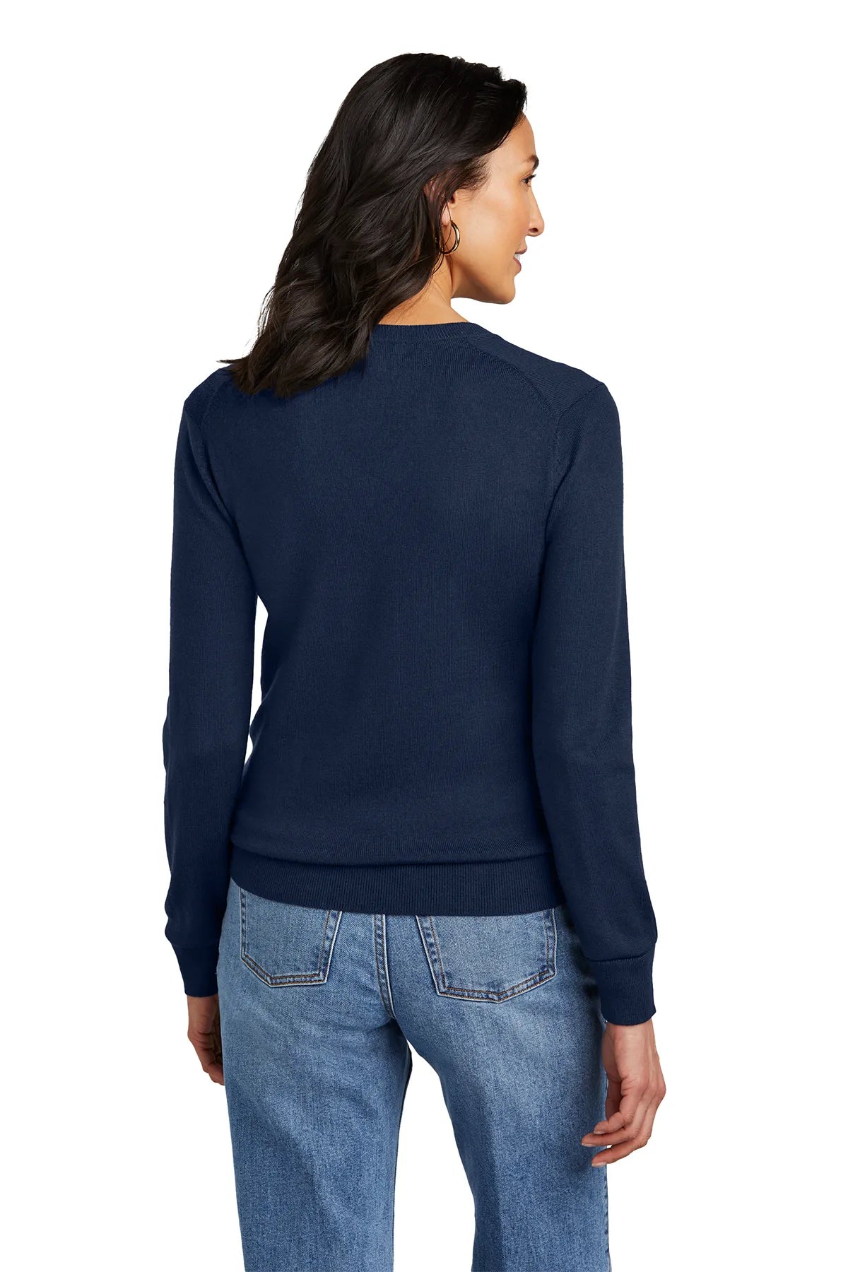 Brooks Brothers® Women's Washable Merino V-Neck Sweater BB18411 Navy Blazer_1