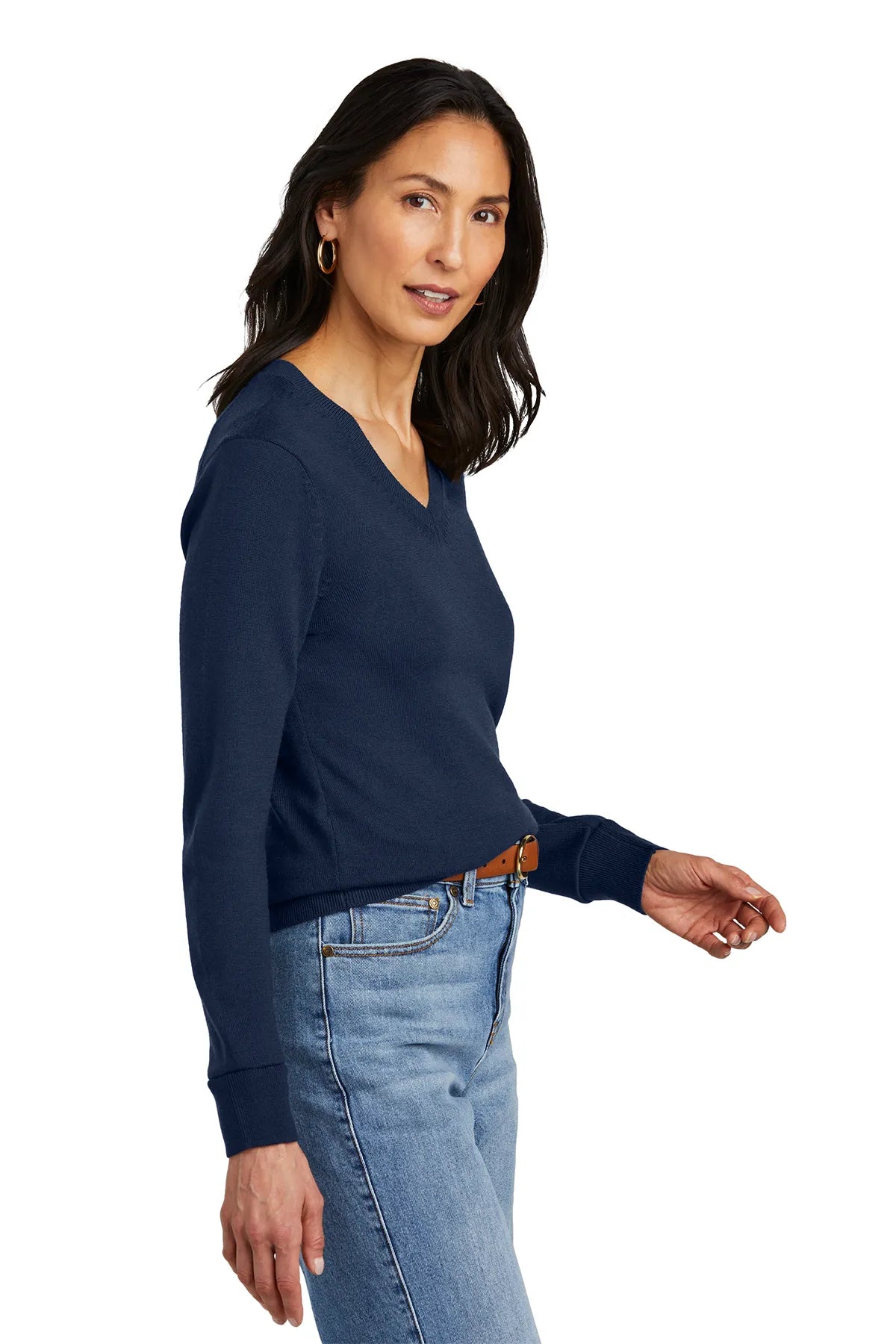 Brooks Brothers® Women's Washable Merino V-Neck Sweater BB18411 Navy Blazer_2