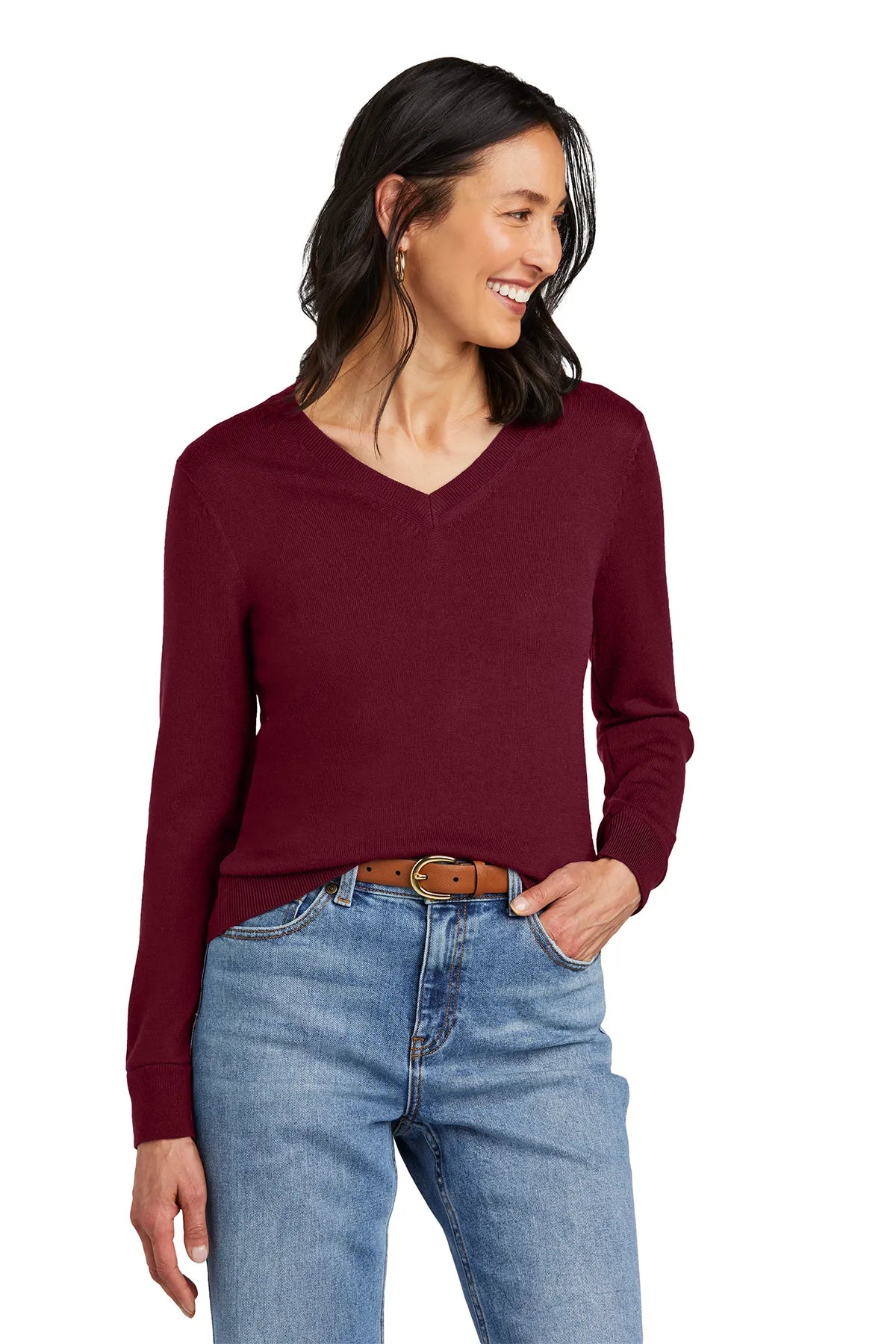 Brooks Brothers® Women's Washable Merino V-Neck Sweater BB18411 Vintage Port