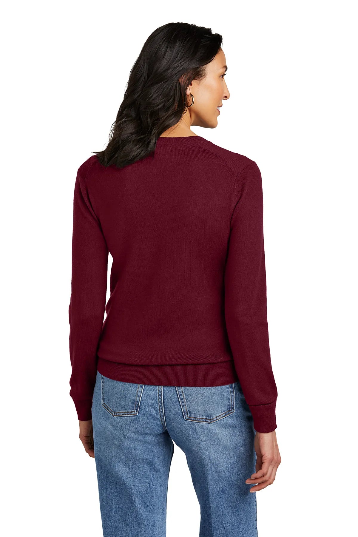 Brooks Brothers® Women's Washable Merino V-Neck Sweater BB18411 Vintage Port_1
