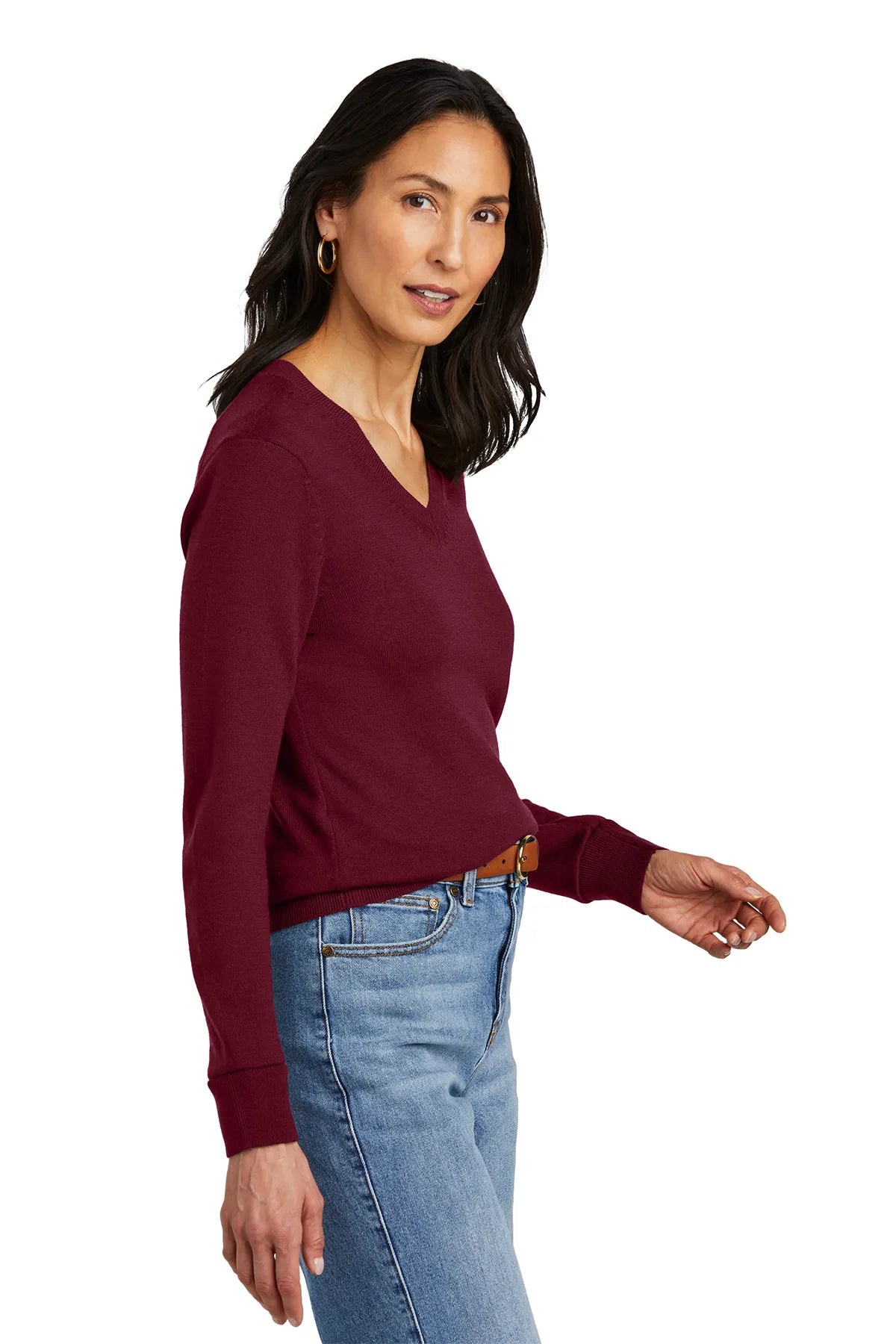 Brooks Brothers® Women's Washable Merino V-Neck Sweater BB18411 Vintage Port_2
