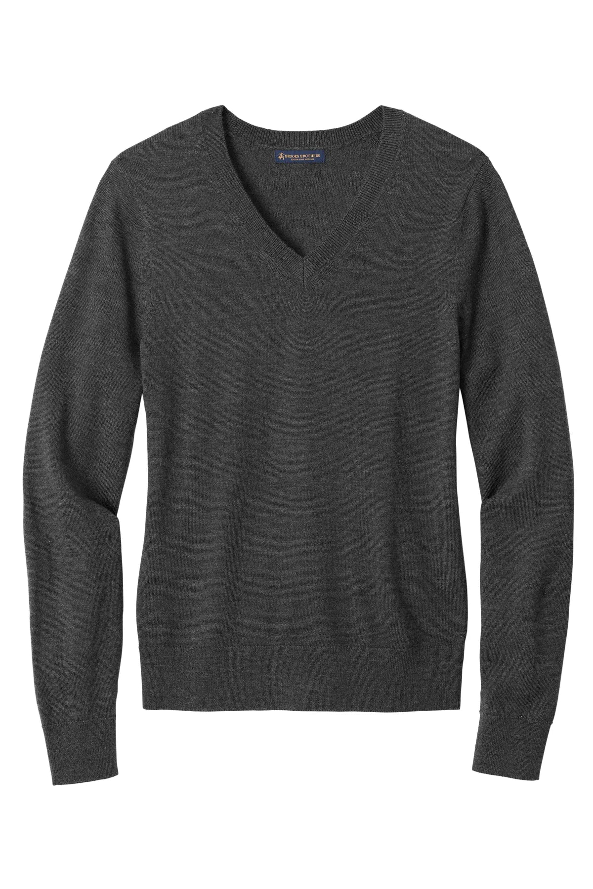 Brooks Brothers® Women's Washable Merino V-Neck Sweater BB18411 Windsor Grey Heather_3