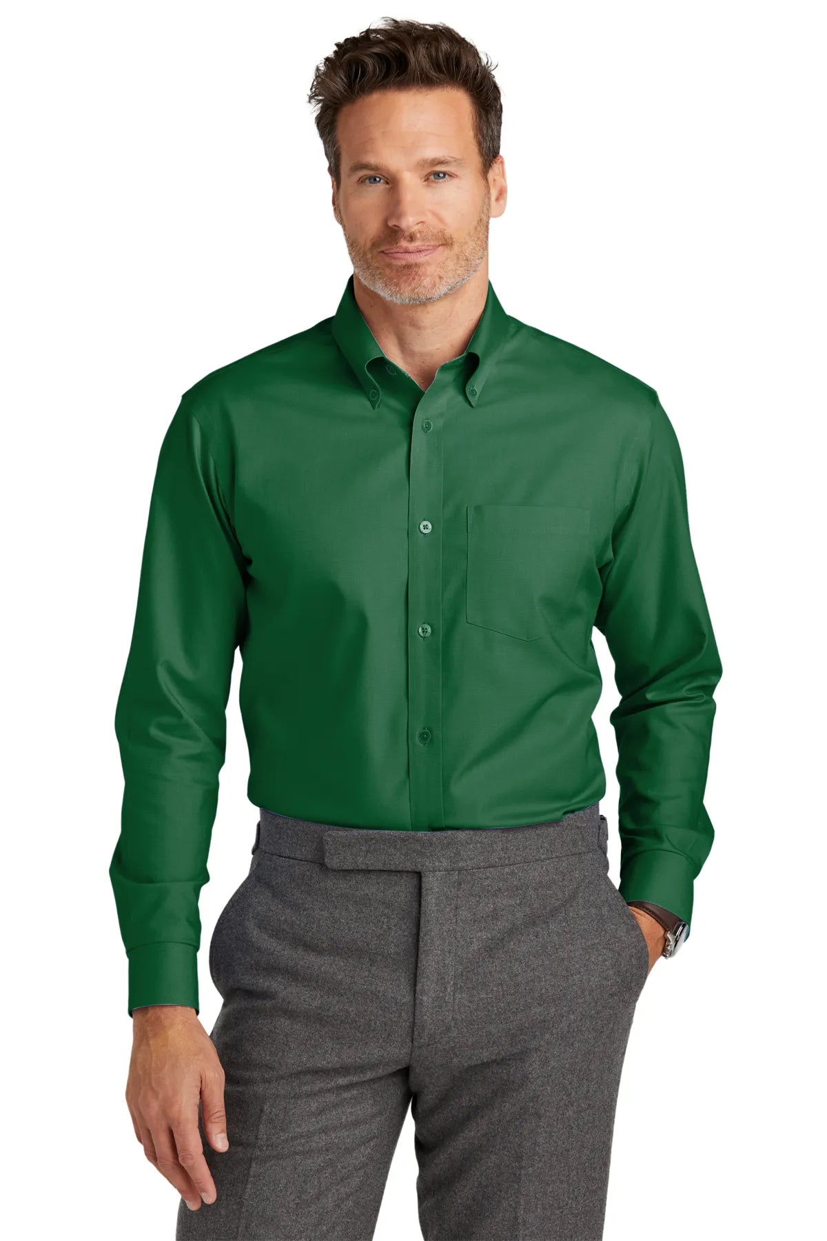 Brooks Brothers® Wrinkle-Free Stretch Nailhead Shirt BB18002 club green
