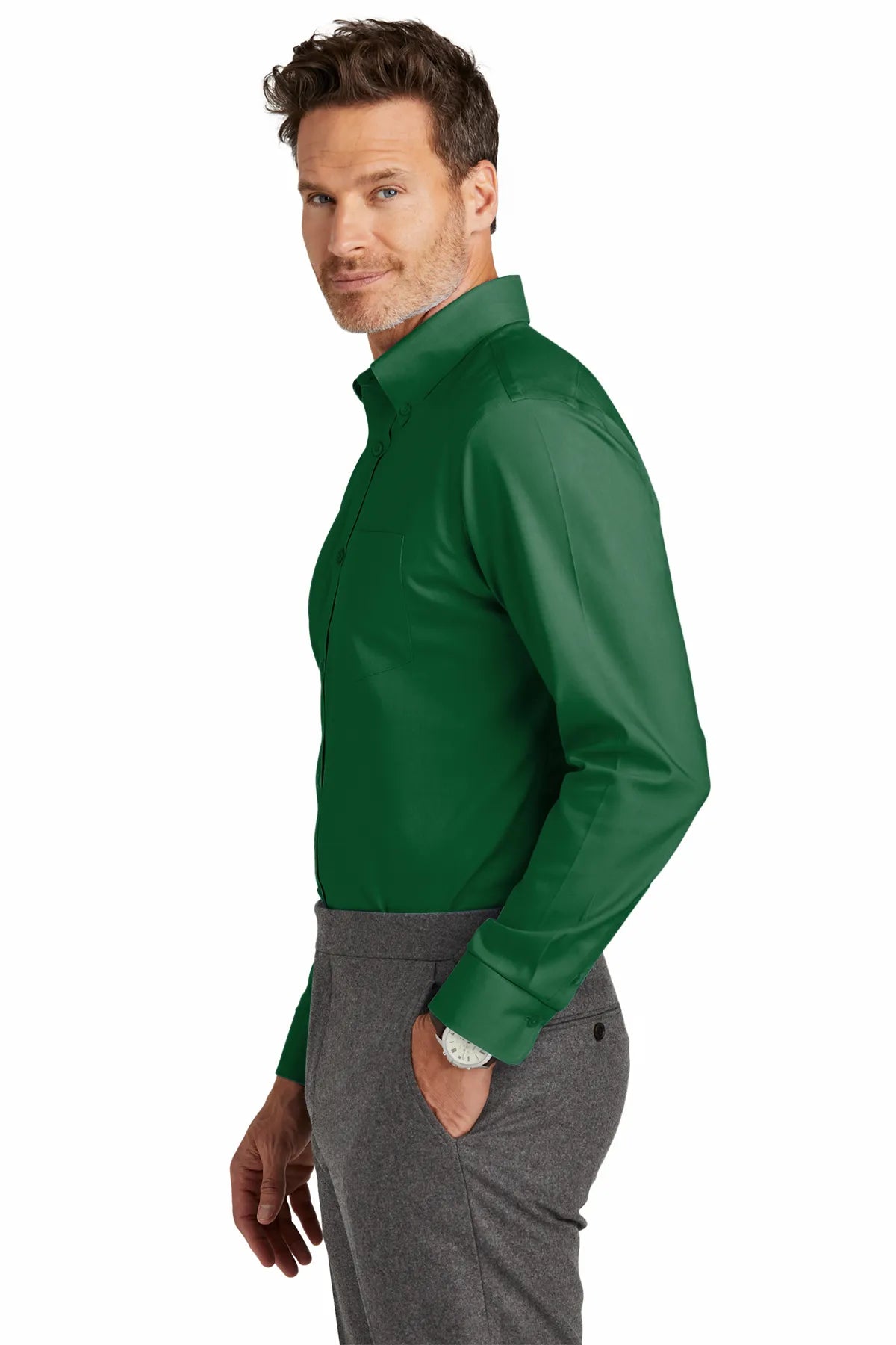 Brooks Brothers® Wrinkle-Free Stretch Nailhead Shirt BB18002 club green_2