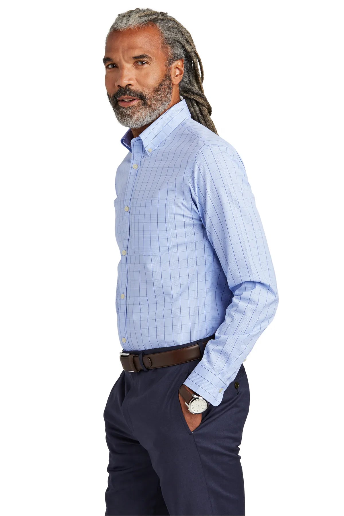 Brooks Brothers® Wrinkle-Free Stretch Patterned Shirt BB18008 Newport Blue_2