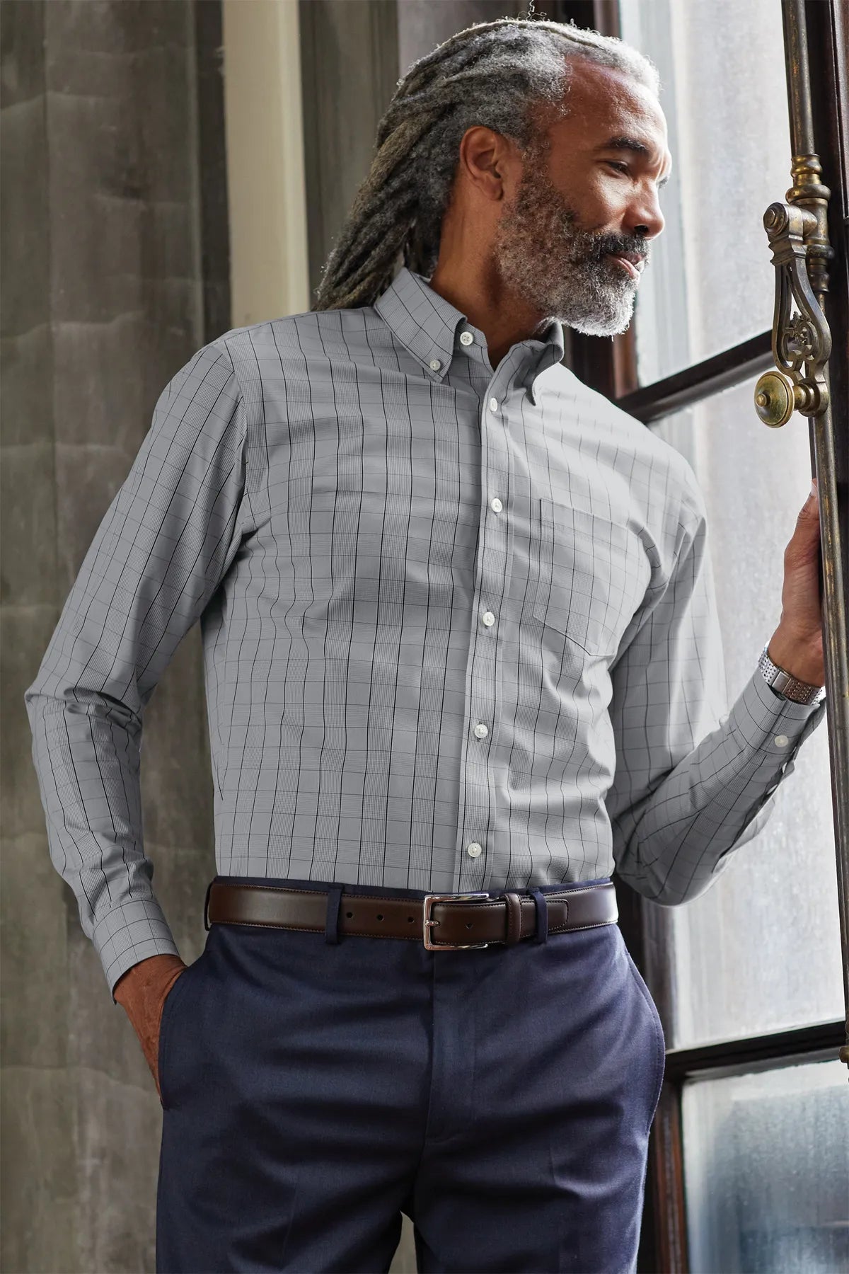 Brooks Brothers® Wrinkle-Free Stretch Patterned Shirt BB18008 Shadow Grey_5