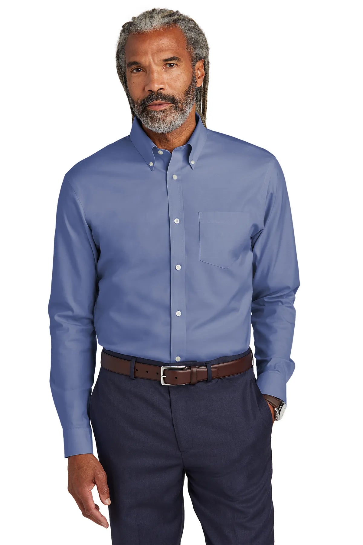 Brooks Brothers® Wrinkle-Free Stretch Pinpoint Shirt BB18000 cobalt blue