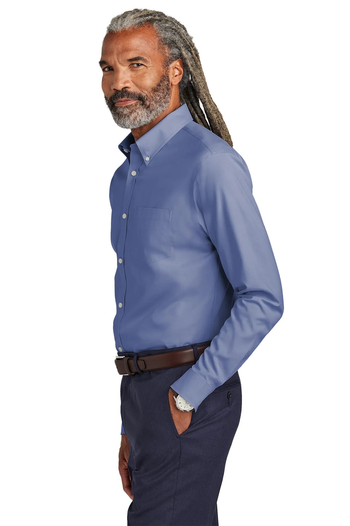 Brooks Brothers® Wrinkle-Free Stretch Pinpoint Shirt BB18000 cobalt blue_2