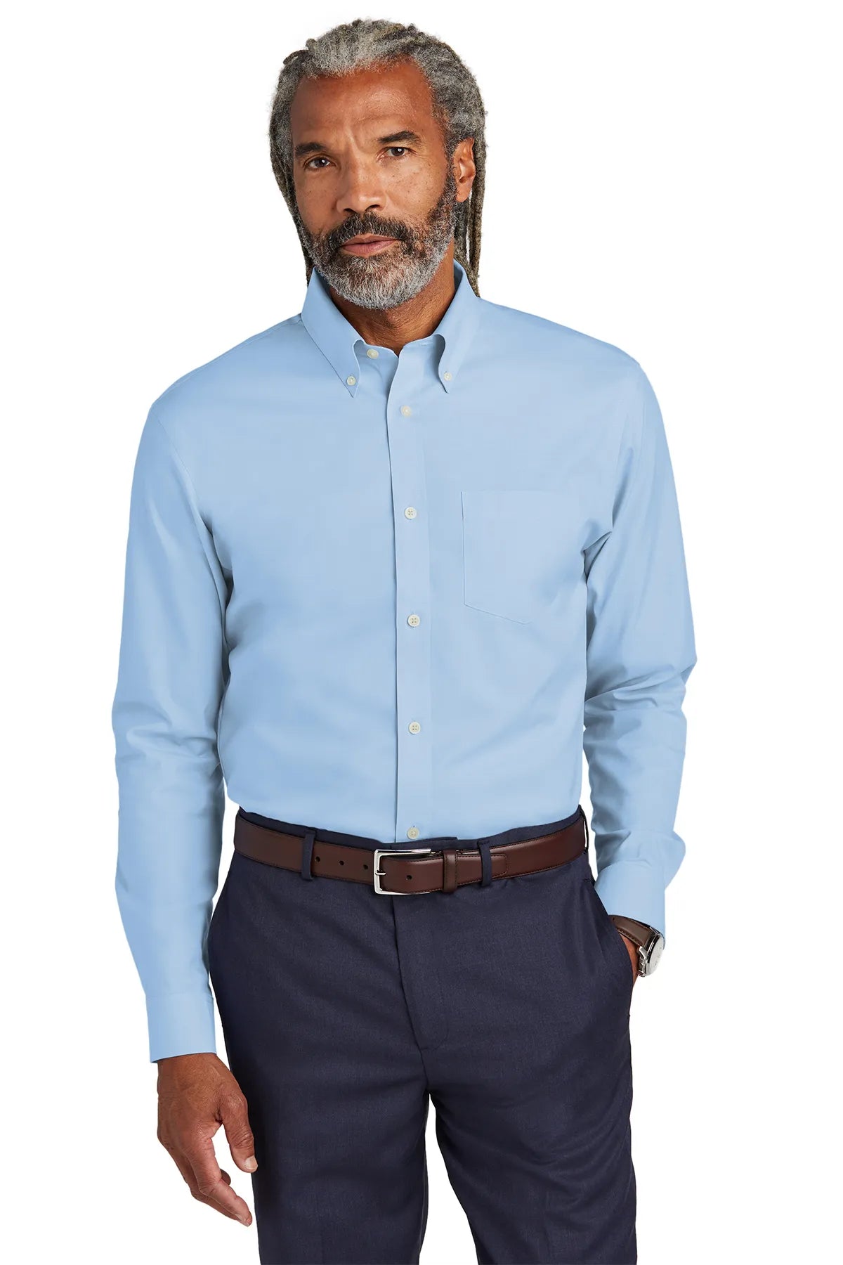 Brooks Brothers® Wrinkle-Free Stretch Pinpoint Shirt BB18000 newport blue