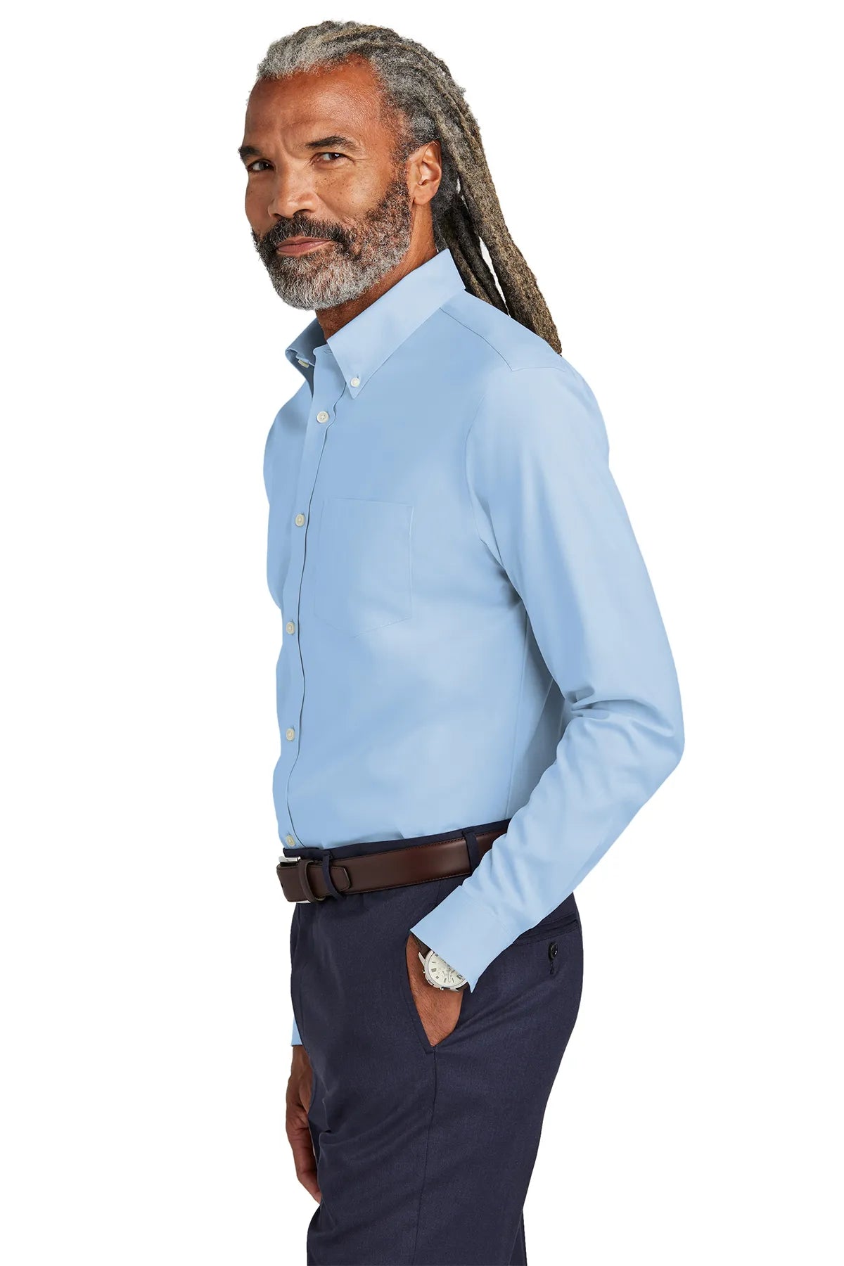 Brooks Brothers® Wrinkle-Free Stretch Pinpoint Shirt BB18000 newport blue_2