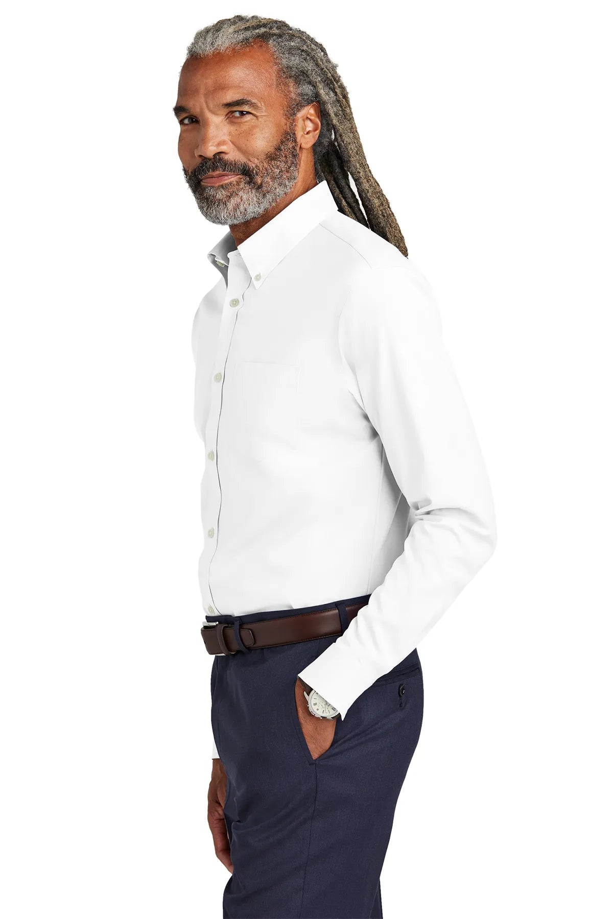 Brooks Brothers® Wrinkle-Free Stretch Pinpoint Shirt BB18000 white_2