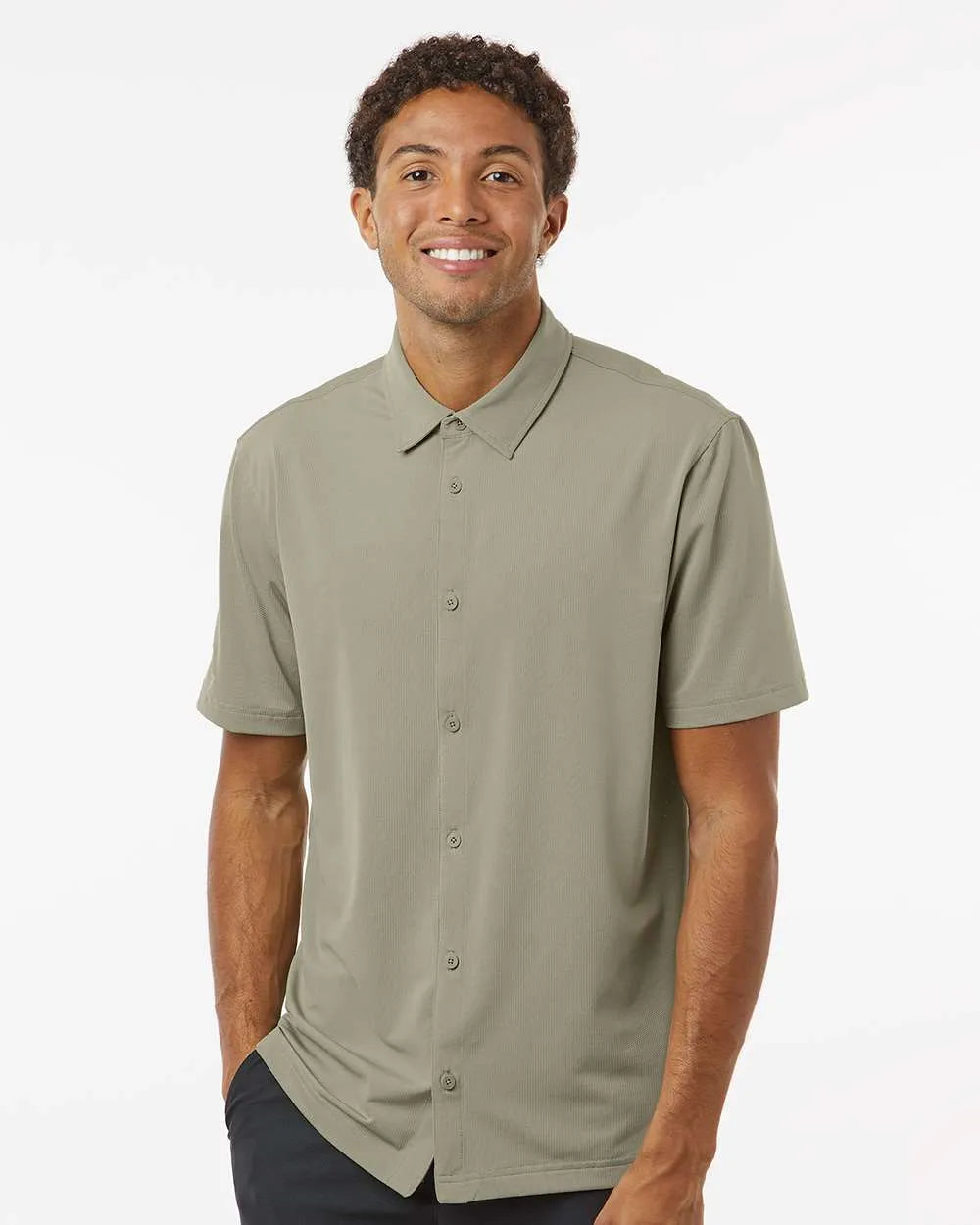 Button Down Short Sleeve Shirt silver pebble