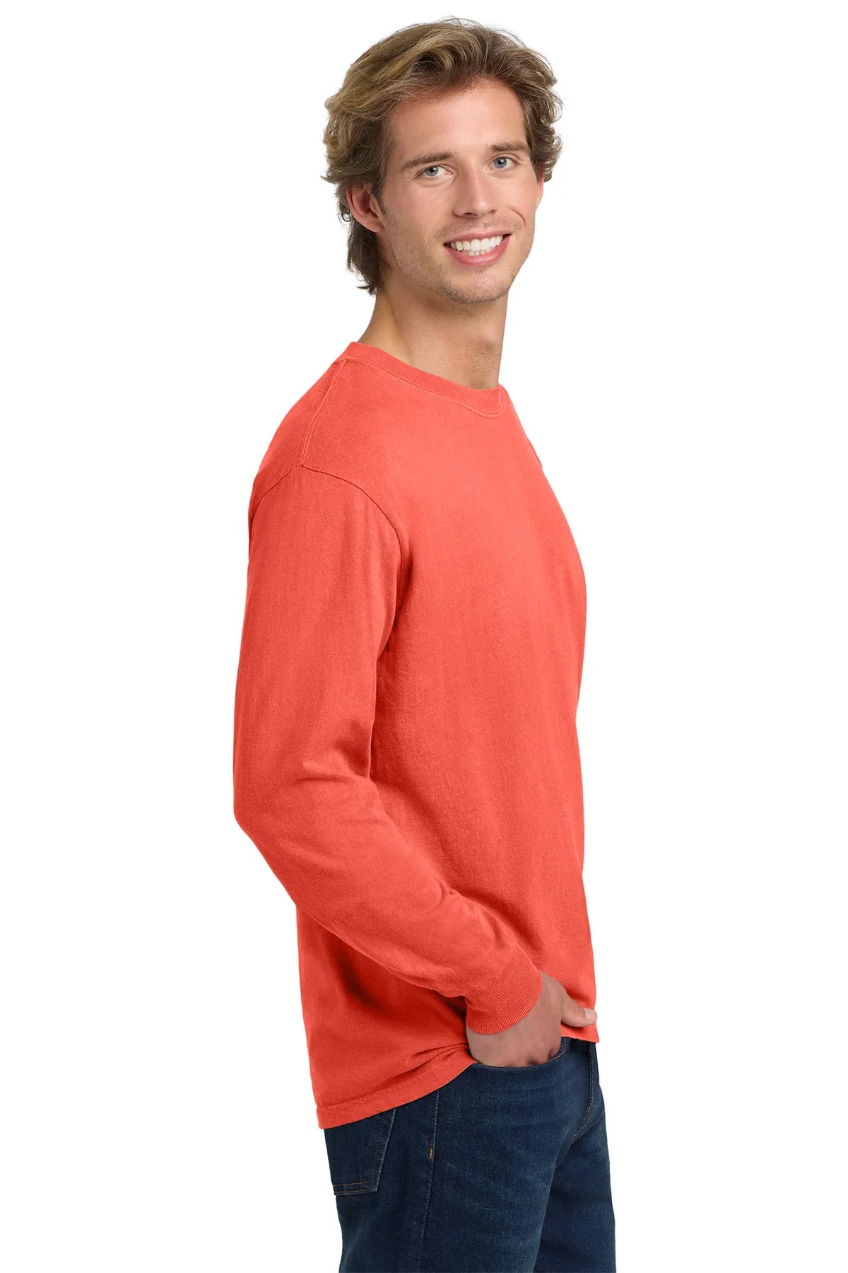 COMFORT COLORS ® Heavyweight Ring Spun Long Sleeve Tee. 6014 Bright Salmon_1