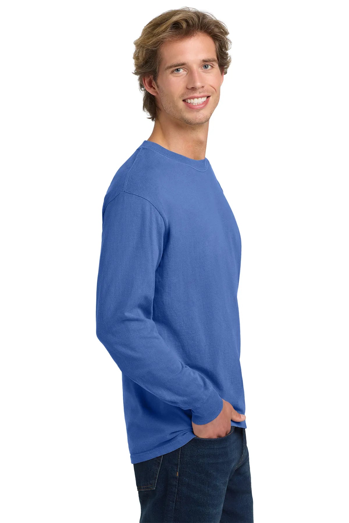 COMFORT COLORS ® Heavyweight Ring Spun Long Sleeve Tee. 6014 Flo Blue_1
